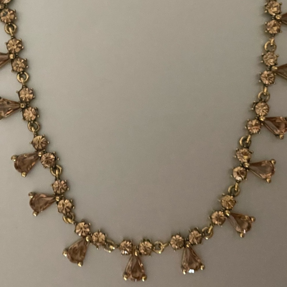 Champagne Colored Teardrop Crystal Necklace